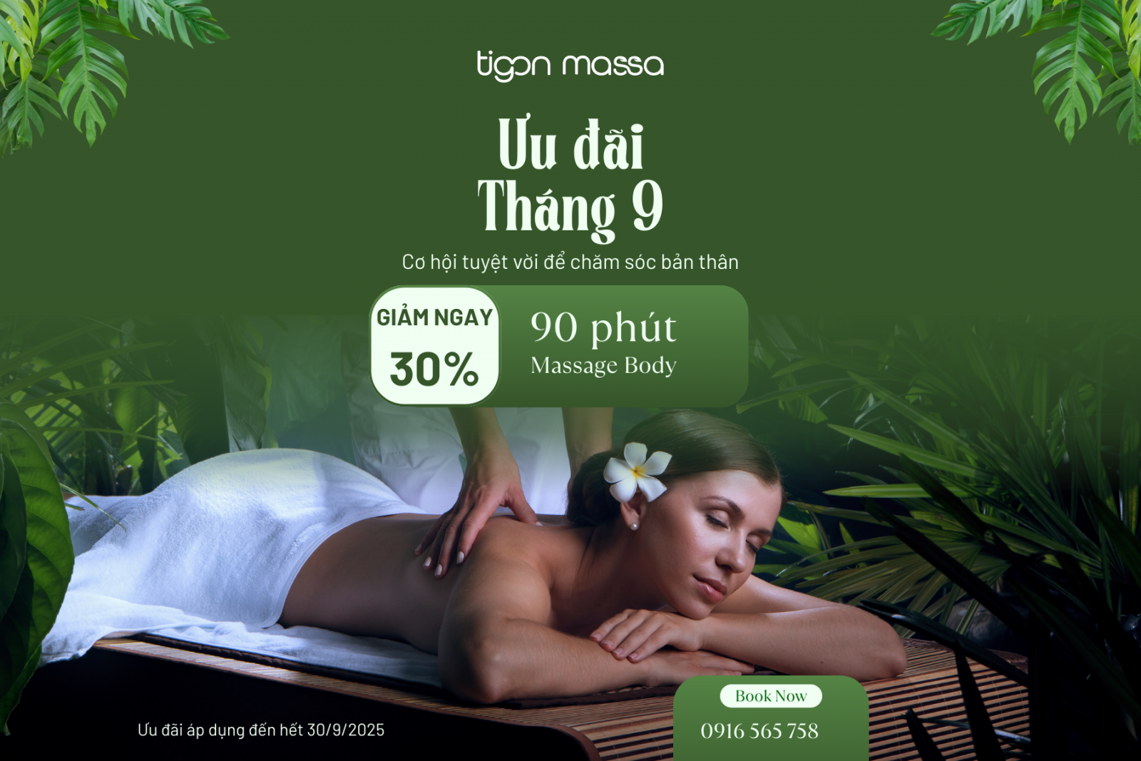 Ưu đãi tháng 9 tại tigon massa - Giảm ngay 30% cho dịch vụ body massage 90 phút